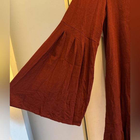 Altar’d State Flared Bell Sleeve Fully Lined Red Mini Dress• Medium - Picture 4 of 7